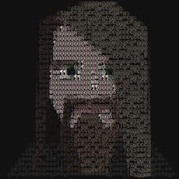 An ASCII image depicting Bruce's head.